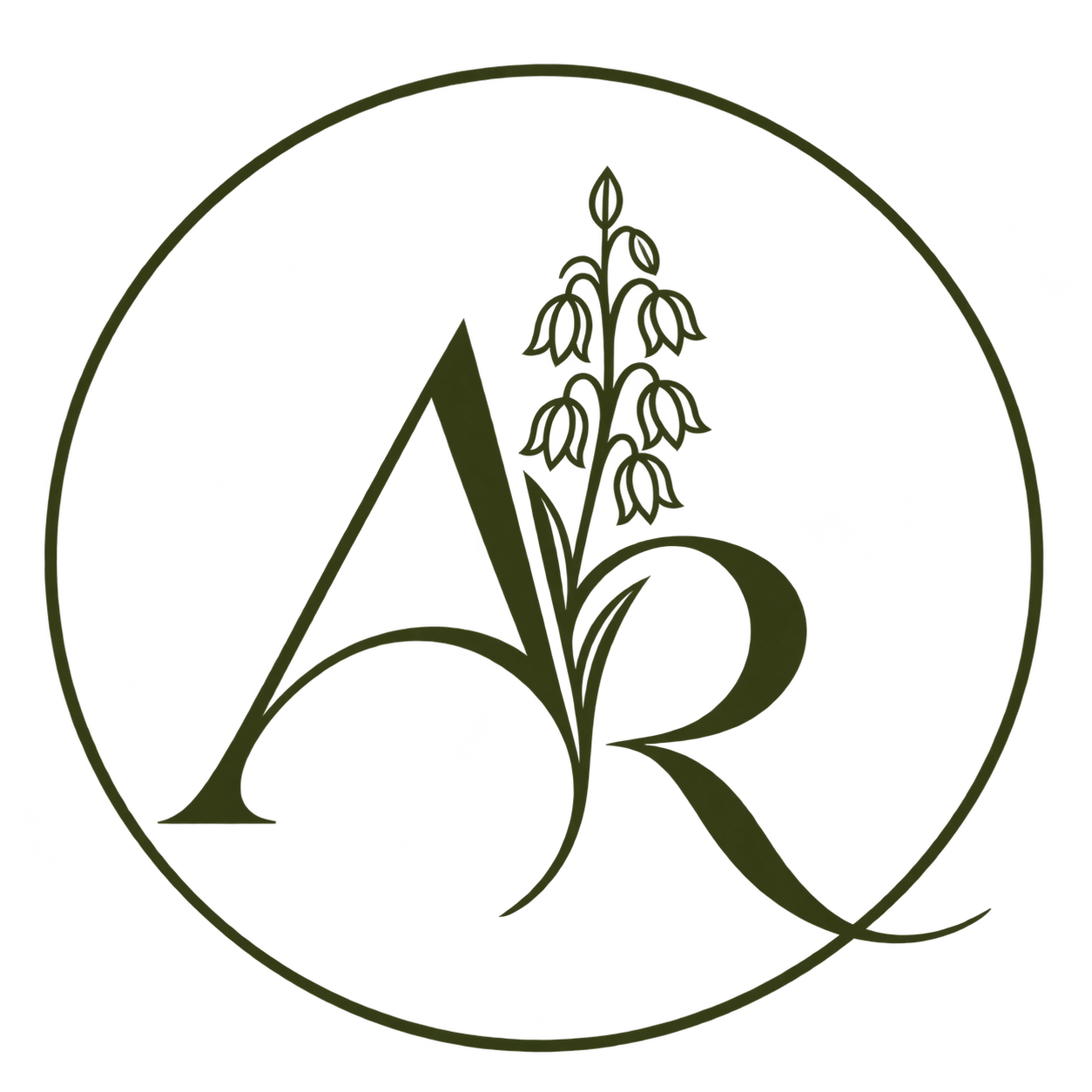 Ana Reyes AR monogram with flor de izote.